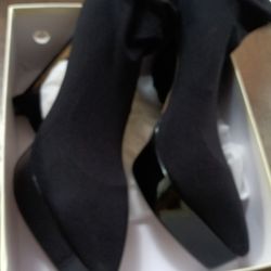 Black Heel Shoes With  With Socks 