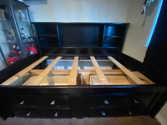 TWIN CAPTAIN BED REAL WOOD BLACK 