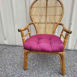 Vintage Rattan Chair with Cushion 