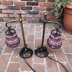 Antique Vintage Beautiful 2 Table Lamp Lights 