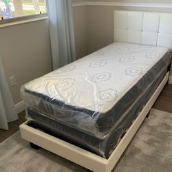 New TWIN SIZE BED FRAME WITH MATTRESS NEW BEDROOM FURNITURE SET TWIN BED