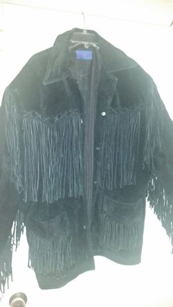 Leather fringed jacket