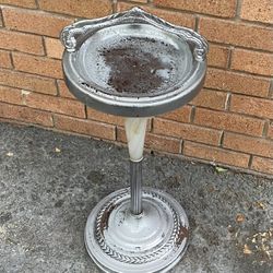 Vintage Metal And Glass Ashtray Stand