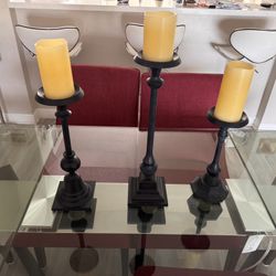 Bronze Candle Holders (3)