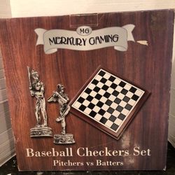 2004 Merkury Gaming, baseball check reset. Pictures versus batters. 24 Len alloy game pieces finished in a Silvertone and a 12 inch board. Stainless s