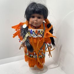 Vintage Native American Doll In Traditional Dress