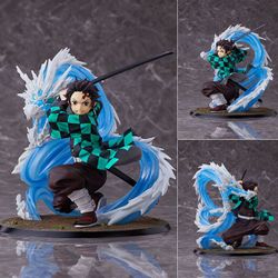 This is the Aniplex Demon Slayer: Kimetsu no Yaiba Tanjiro Kamado 1/8 Scale Figure (Deluxe Version), featuring a prominent blue water dragon effect