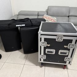 2 JBL EON615 speaker+2 Shure SM58 Wireless mic/Receiver+Case+Yamaha Mixer MG10XUF+3 Mic Stands