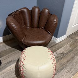 Baseball Glove Chair with Ottoman