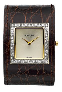 Michael Kors Diamond, Stainless Steel And Crocodile Cuff Watch