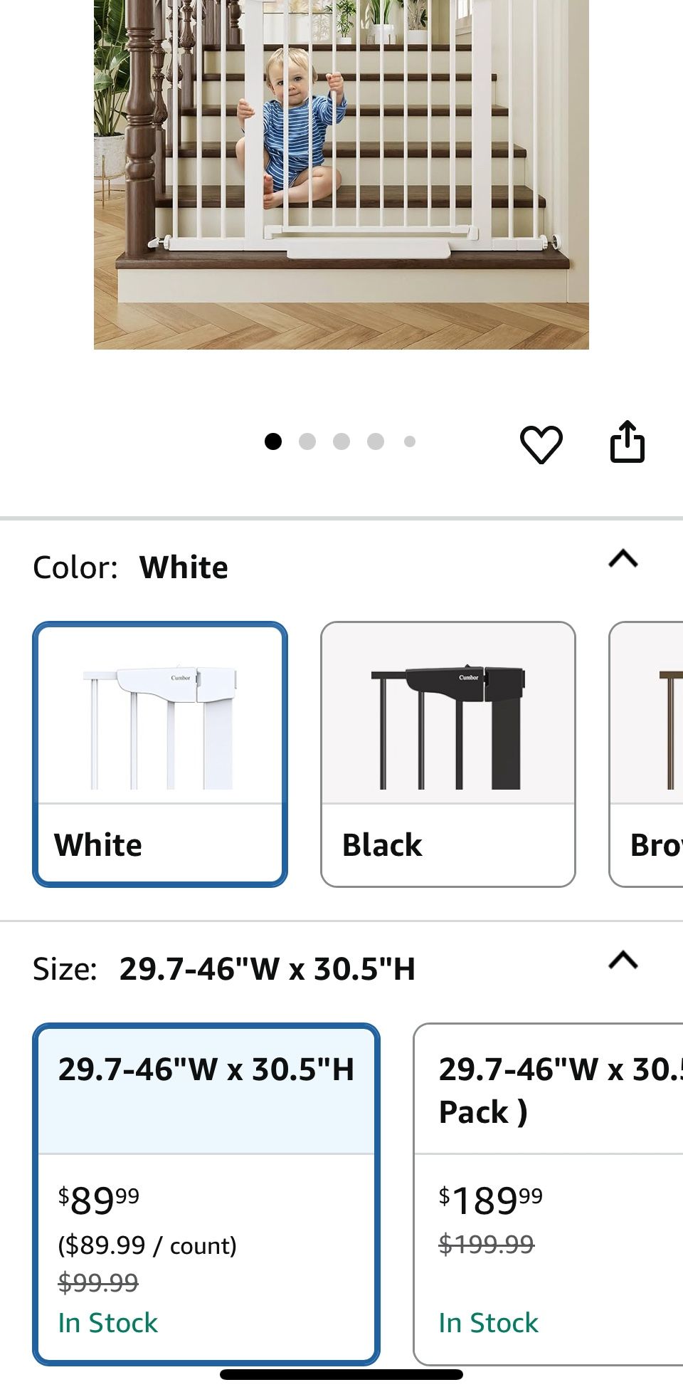 Cumbor Baby/ Dog Gate for Stairs, Doorways 30”- 46” wide $30 or 2 for $50