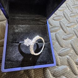 brand new 1ct moissanite wedding ring ans 0.7ct wedding sterling silver band size 5, 6, 7