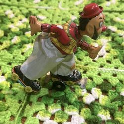 Vintage Roller Skating HOBO CLOWN Wind-Up TIN LITHOGRAPHED TOY TPS Japan As Is