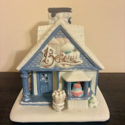 Vintage Partylite Village Cottage Bakery P2049 Christmas Blue Tealight House 90s