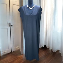 J. Jill Lg Wearever Black Double-Face Jersey Elliptical A-Line Dress Cap Sleeve