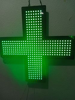 Green LED Pharmacy Cross Sign