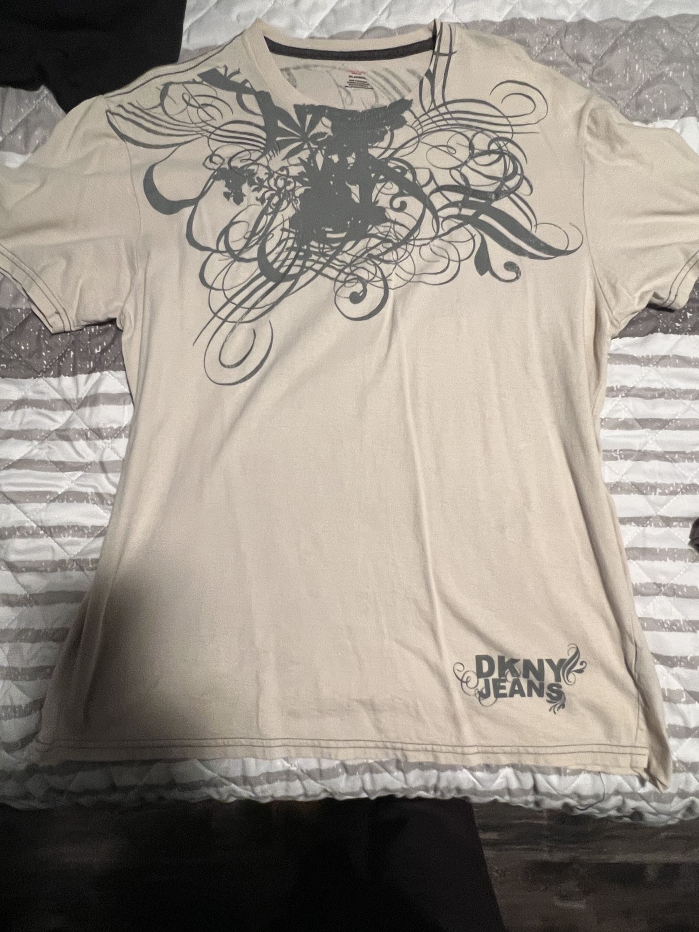 Y2K DKNY Jeans Shirt Grunge Art Floral Graphic