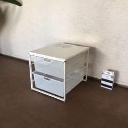 White Metal Drawer Elfa Storage Unit With Option For Cart With Wheels