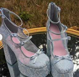 Sugar Thrillz light blue platform heels