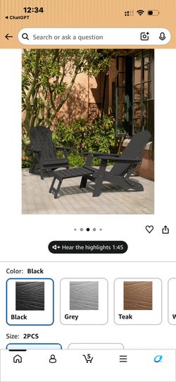 New Folding HDPE Adirondack Chair - Gray - Weather Resistant - Patio Outdoor Chair