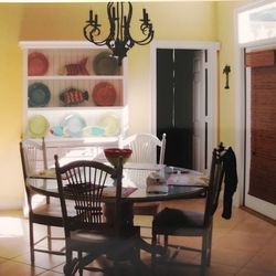 Round White 60” Table, Chairs & Hutch