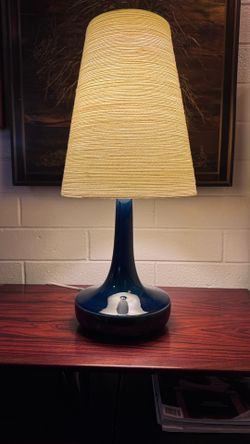 Danish modern  Cobalt Blue lamp with fiberglass shade