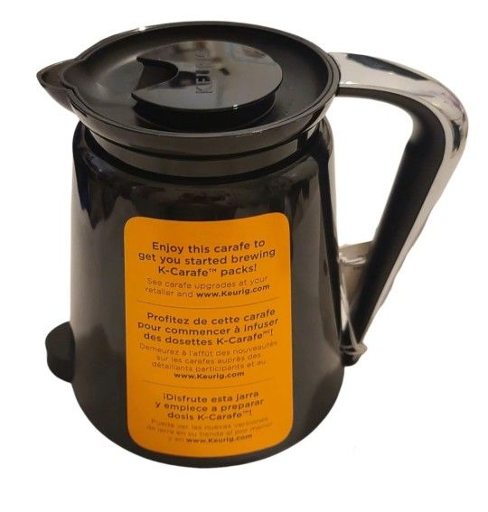 Keurig 2.0 Black K-Carafe Pitcher & Lid Coffee Pot Replacement Stainless Handle