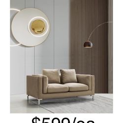 couch Iconic Home Everlie taupe Loveseat Velvet Upholstered  NEW IN BOX. free delivery and assembly