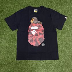Red On Black Baby Monkey Bape Head Tee