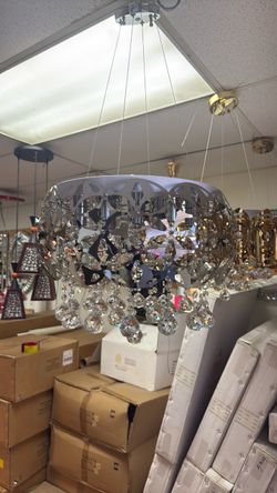 Crystal Drop Chrome Ceiling Chandelier