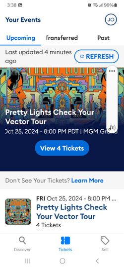 4 TICKETS PRETTY LIGHT CHECK YOUR VECTOR YOUR