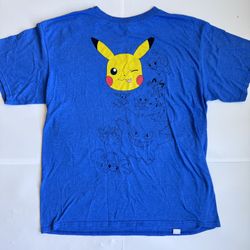 Mens Official Classic Pokemon Royal  Blue Stretch Comfy Tee Shirt Size XL
