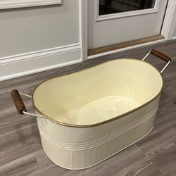 Metal Bucket With Wooden Handle