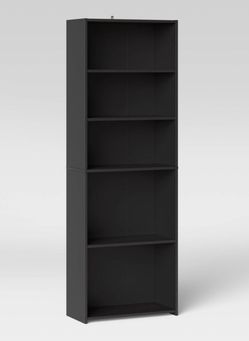 5 Shelf Dorm Bookcase Black