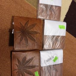 Lot of 5 - Leather Leaf Wallets!