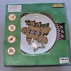 Vintage Debbie Mumm's Sweet Gingerland Stoneware 8" Salad/Dessert Plates, set of 4
