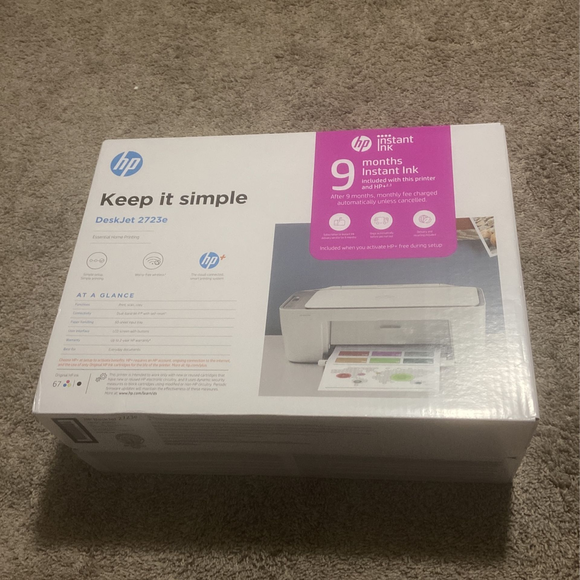 New HP DeskJet 3723e printer