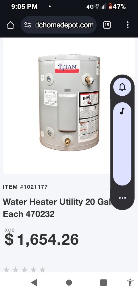Titan Electric hot water heater