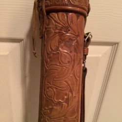 Fishing Rod Tube Leather Antique 