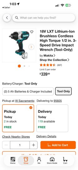 Makita 18V LXT Brushless 1/2 in. Impact Wrench