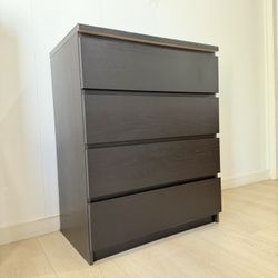 IKEA Black Dresser W-TOP GLASS 4 Big Deep Drawers Cajonera Heavy