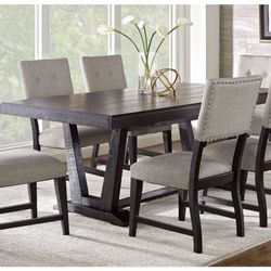 Urban Rustic Style Dining Table Set: Dining Table, Dining Bench, 4 Side Chairs, 2 Captain Chairs, 