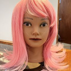 Pink Wig Medium Length Natural Part