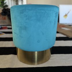 2 Modern Velvet Round Foot Stools Ottoman - Set of 2