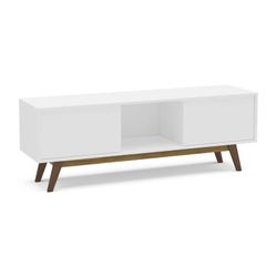 White mid-century modern TV stand