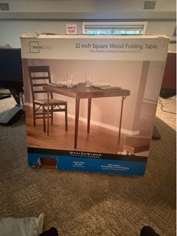 32” Square Wood Folding Table with 4 chairs