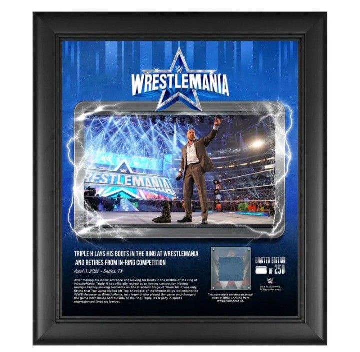 WWE Triple H retirement WrestleMania 38 Commemorative Plaque with ring mat
