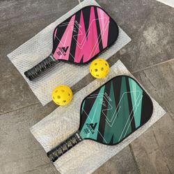 Brand New JOOLA Ben Johns Signature Pickleball Paddle Set – Teal & Pink (2 Paddles + 2 Balls)