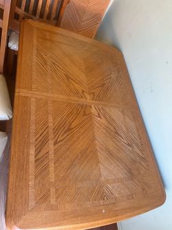 Oak Wood Dining Table with Parquet Top