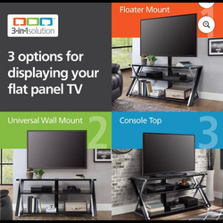 3-in-1 Television Stand for TVs up to 70", Black